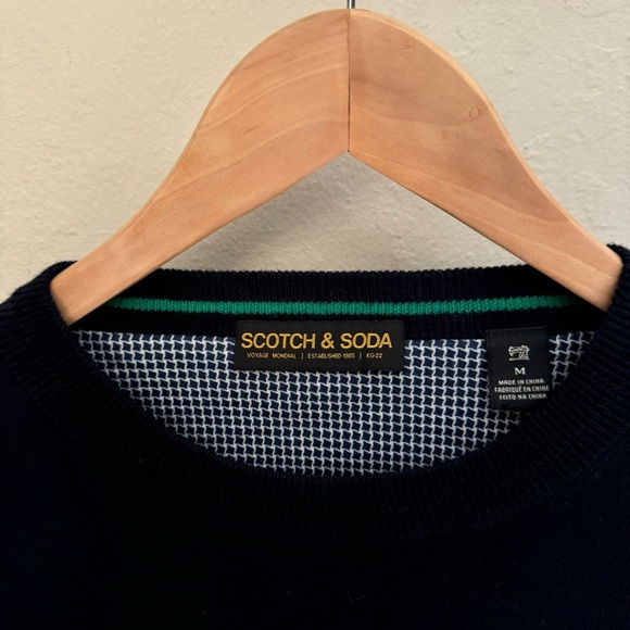 SCOTCH & SODA Classic Wool Cotton Blend Crewneck Sweater Blue Lightweight Size M - Picture 5 of 14